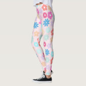 Boho Pink Daisy Blume Pattern Leggings (Links)