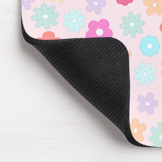 Boho Pink Daisy Blume Pattern Mousepad (Ecke)