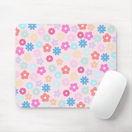 Boho Pink Daisy Blume Pattern Mousepad (Mit Mouse)