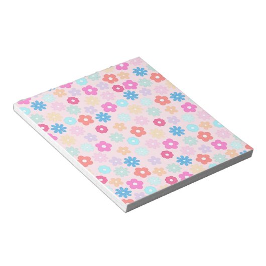 Boho Pink Daisy Blume Pattern Notizblock (angewinkelt)