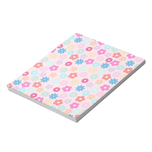 Boho Pink Daisy Blume Pattern Notizblock (Rotiert)