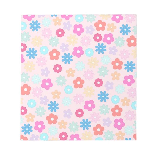 Boho Pink Daisy Blume Pattern Notizblock (Vorderseite)