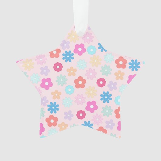 Boho Pink Daisy Blume Pattern Ornament (Vorderseite)