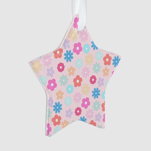 Boho Pink Daisy Blume Pattern Ornament (Vorderseite)