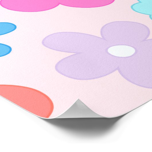 Boho Pink Daisy Blume Pattern Poster (Ecke)