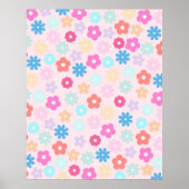 Boho Pink Daisy Blume Pattern Poster (Vorne)