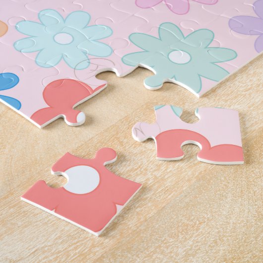 Boho Pink Daisy Blume Pattern Puzzle (Seite)