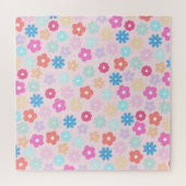Boho Pink Daisy Blume Pattern Puzzle (Horizontal)
