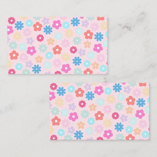 Boho Pink Daisy Blume Pattern Visitenkarte