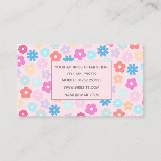 Boho Pink Daisy Blume Pattern Visitenkarte (Rückseite)