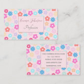 Boho Pink Daisy Blume Pattern Visitenkarte (Vorne/Hinten)
