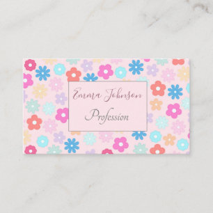 Boho Pink Daisy Blume Pattern Visitenkarte