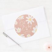 Boho Pink Daisy Blume Round Sticker (Umschlag)