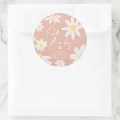 Boho Pink Daisy Blume Round Sticker (Tasche)