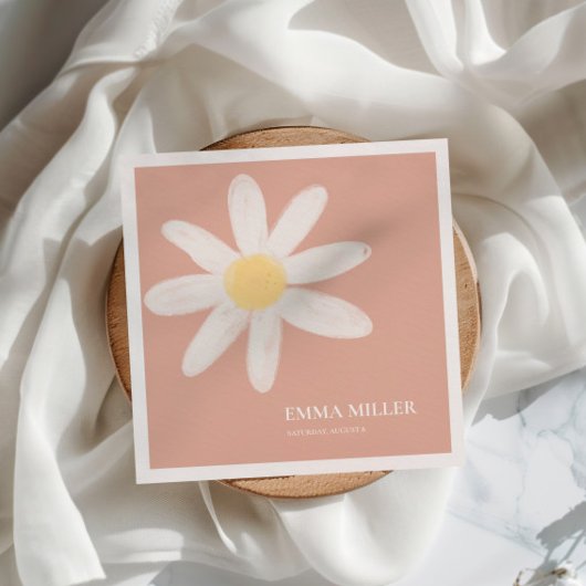 Boho Pink Daisy Floral Napkins Serviette
