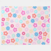 Boho Pink Daisy Flowers Pattern Fleecedecke (Vorderseite (Horizontal))