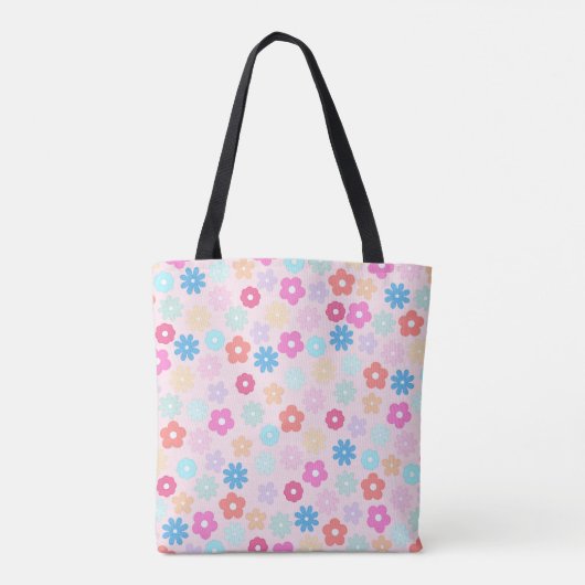 Boho Pink Daisy Flowers Pattern Tasche (Rückseite)