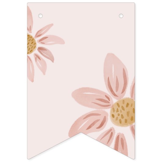Boho Pink Daisy Happy Birthday Foto Milestone Wimpelkette (Erste Fahne)