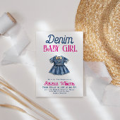Boho Pink Denim Girl Blue Jean Baby Shower Einladung