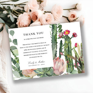 BOHO PINK DESERT CACTUS FLORAL WATERCOLOR WEDD DANKESKARTE