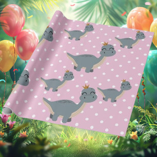 Boho Pink Dinosaur Party Geschenkpapier
