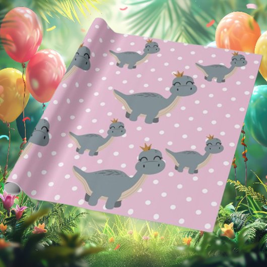 Boho Pink Dinosaur Party Geschenkpapier