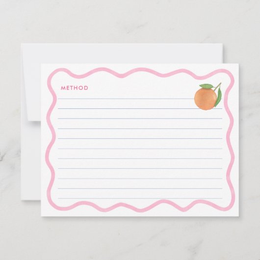 Boho Pink Doodle Citrus Brautparty Rezept Karte (Rückseite)