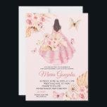 Boho Pink Dress Butterfly Bläserprinzessin 15 Años Einladung<br><div class="desc">Boho Pink Kleid Schmetterling BlumenPrinzessin 15 Años Einladung</div>