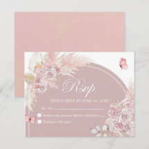 Boho Pink Dusty Arch Quinceanera Rsvp Card