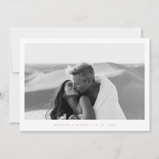 Boho Pink Einfaches Foto QR Code Hochzeit Dankeskarte (Vorderseite)