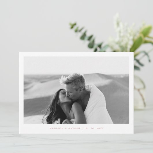 Boho Pink Einfaches Foto QR Code Hochzeit Dankeskarte (Stehend Vorderseite)