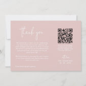 Boho Pink Einfaches Foto QR Code Hochzeit Dankeskarte (Rückseite)