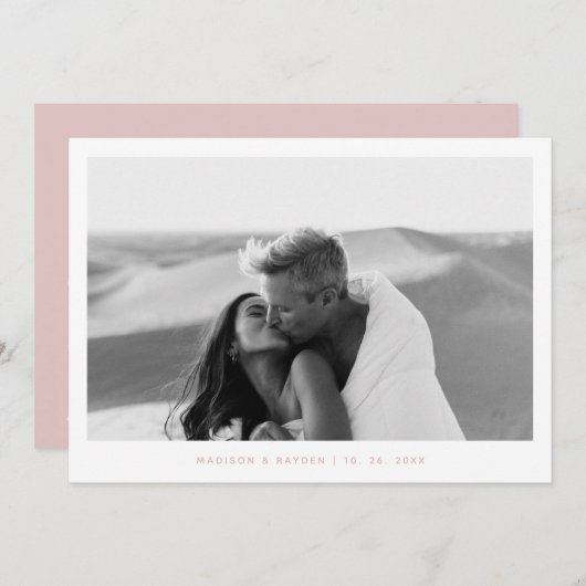 Boho Pink Einfaches Foto QR Code Hochzeit Dankeskarte (Vorne/Hinten)