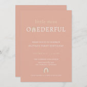 Boho Pink Einladung zur ersten Geburtstagsparty (Vorne/Hinten)