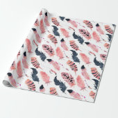 Boho Pink Feathers Geschenkpapier (Ungerollt)