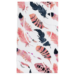 Boho Pink Feathers Kleine Geschenktüte