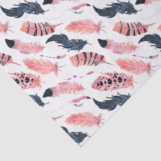 Boho Pink Feathers Seidenpapier (Ausschnitt)