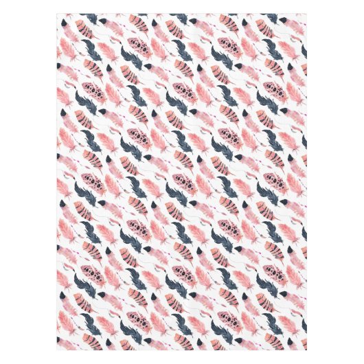 Boho Pink Feathers Tischdecke (Vorderseite)