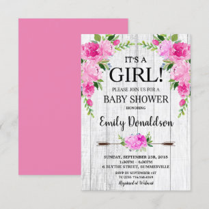 Boho Pink Floral Baby Dusche Einladung Mädchen