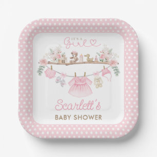 Boho Pink Floral Baby Girl Kleidung Waschmaschine  Pappteller