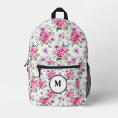 BoHo Pink Floral Bedruckter Rucksack (Vorderseite)