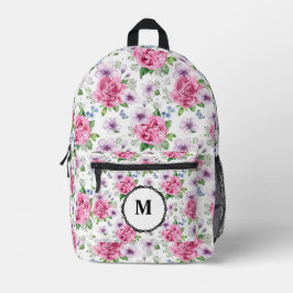 BoHo Pink Floral Bedruckter Rucksack