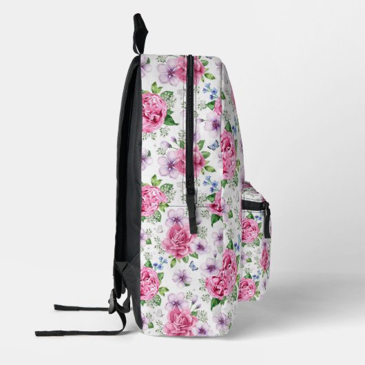 BoHo Pink Floral Bedruckter Rucksack (Links)