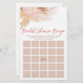 Boho Pink Floral Bingo Brautparty Game Briefpapier (Vorne/Hinten)