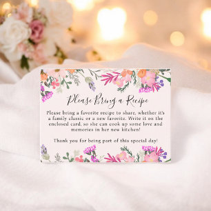 Boho Pink Floral Bringen Sie ein Rezept Brautparty Begleitkarte