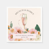 Boho Pink Floral Brunch & Bubbly Serviette (Vorderseite)