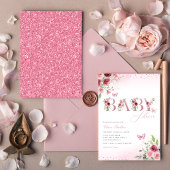 Boho Pink Floral Butterfly Girl Babydusche Einladung
