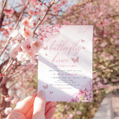 Boho Pink Floral Butterfly Kisses Girl Baby Shower Einladung