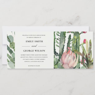 BOHO PINK FLORAL CACTI FAUNA WATERCOLOR WEDD EINLADUNG