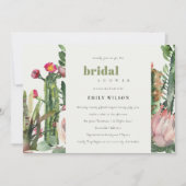 BOHO PINK FLORAL CACTI FOLIAGE BRAUTPARTY EINLADUNG (Vorderseite)